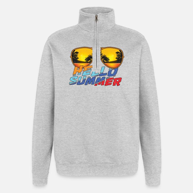 Hello Summer Sunglasses Vibes - Quarter-Zip Sweatshirt - heather grey