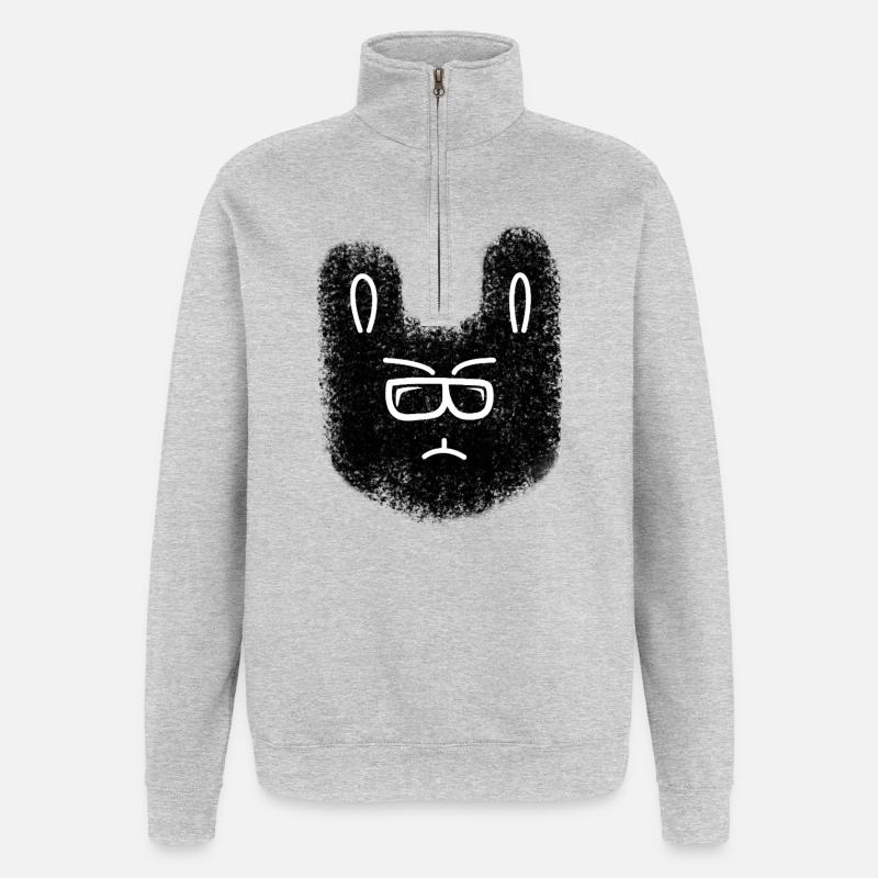 Nerdhase mit Brille - Quarter-Zip-Sweatshirt - Grau meliert