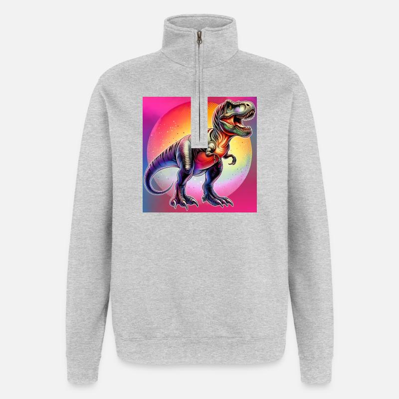 Dinosaurier - Quarter-Zip-Sweatshirt - Grau meliert