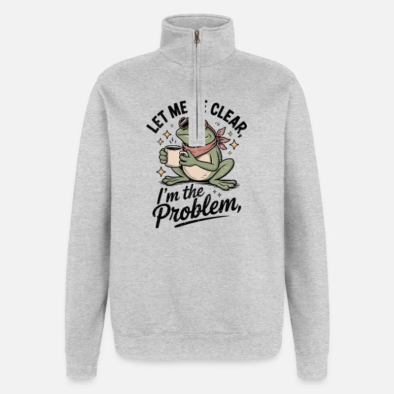 Caffeinated Frog: I'm the Problem - Quarter-Zip Sweatshirt - heather grey