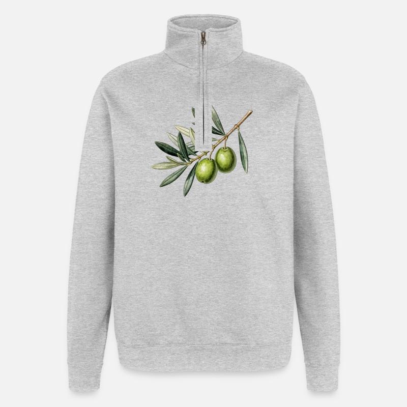 Botanical olive branch - Quarter-Zip Sweatshirt - heather grey