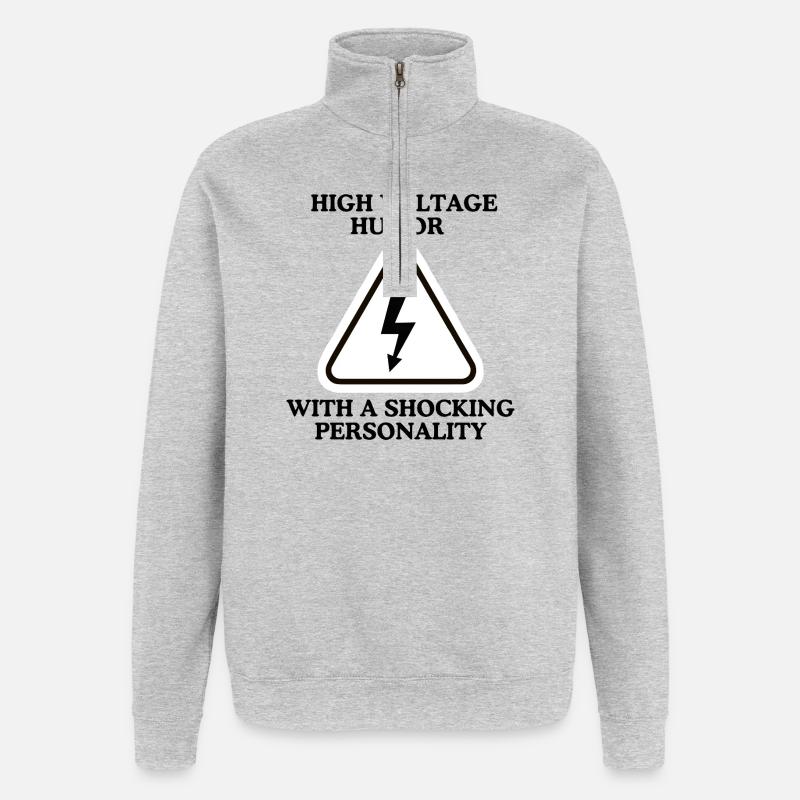 Lightning Warning Triangular Sign - Quarter-Zip Sweatshirt - heather grey