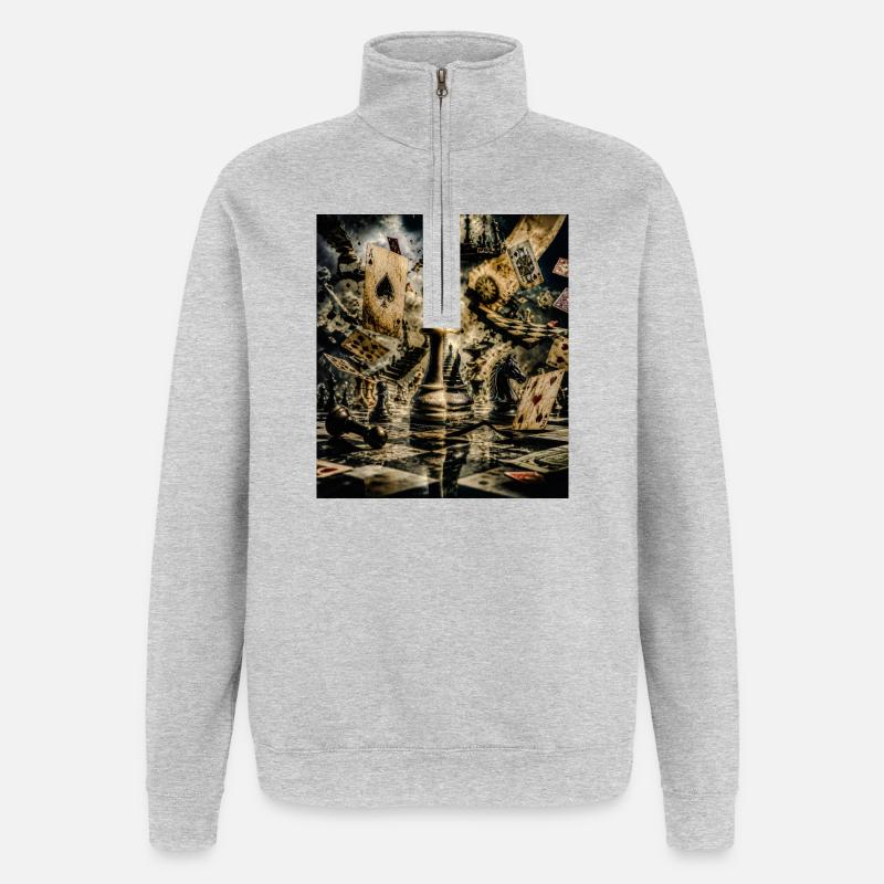 Surrealism Chess - Quarter-Zip Sweatshirt - heather grey