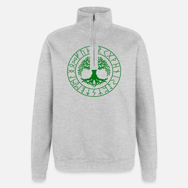 Wikinger Baum Keltischer Knoten - Quarter-Zip-Sweatshirt - Grau meliert