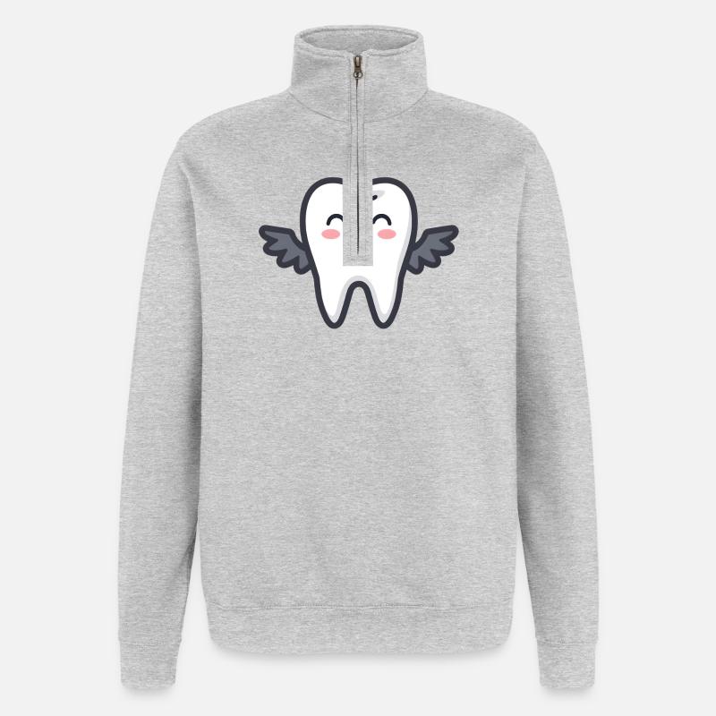 dent - Sweat à zip 1/4 - gris chiné