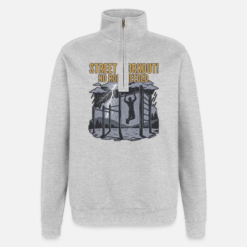 calisthenics workout - Quarter-Zip Sweatshirt - heather grey