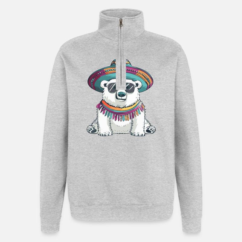 Eisbär Lustig Sombrero - Quarter-Zip-Sweatshirt - Grau meliert