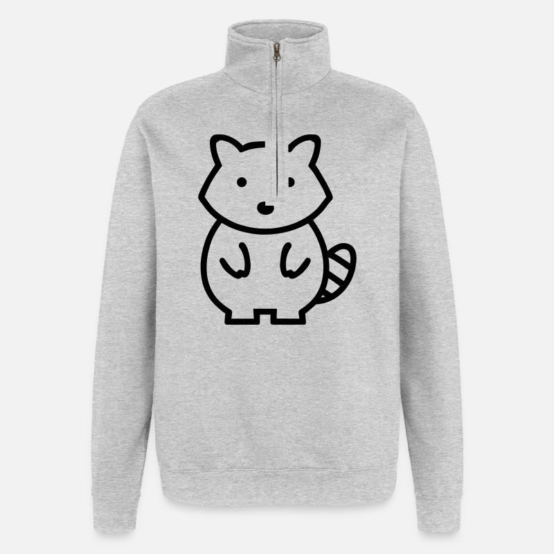 Waschbär - Quarter-Zip-Sweatshirt - Grau meliert