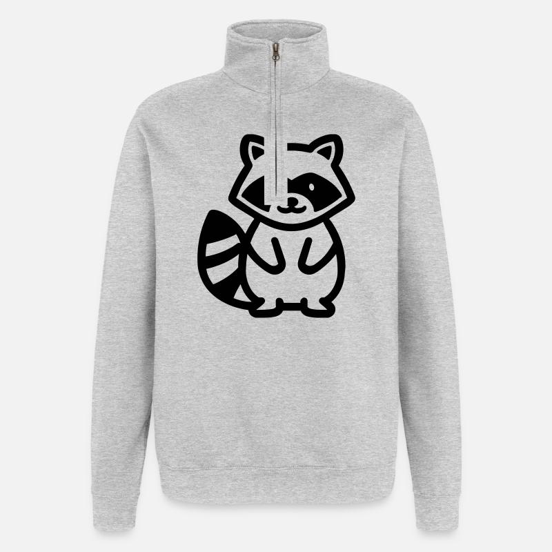 raton laveur - Sweat à zip 1/4 - gris chiné