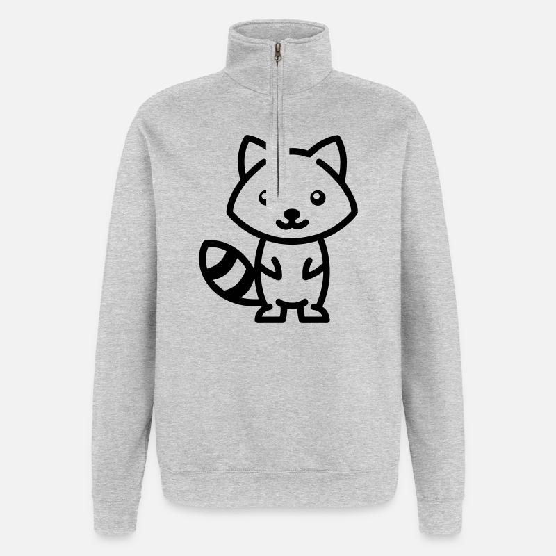 raccoon - Quarter-Zip Sweatshirt - heather grey