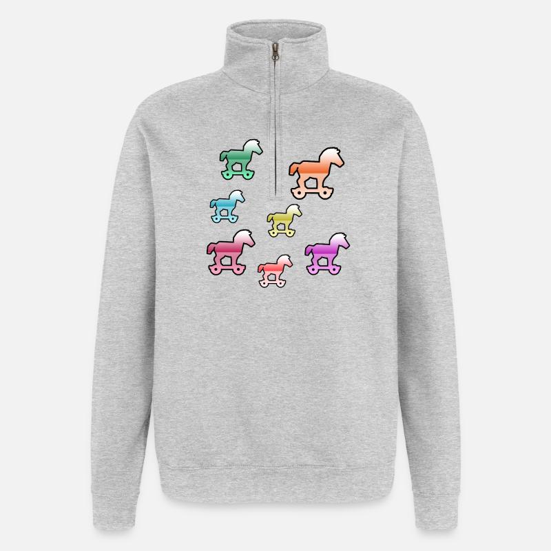 Chevaux - Sweat à zip 1/4 - gris chiné