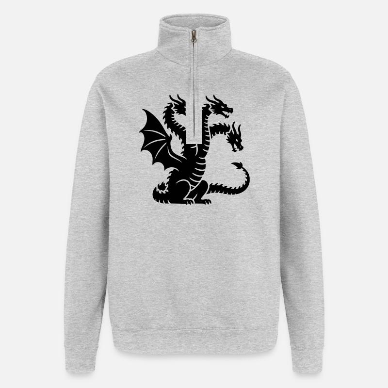 Drache - Quarter-Zip-Sweatshirt - Grau meliert