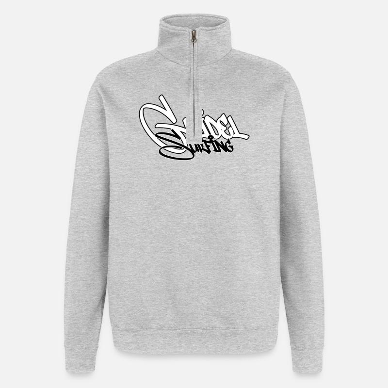 Surfing Graffiti Noir - Sweat à zip 1/4 - gris chiné