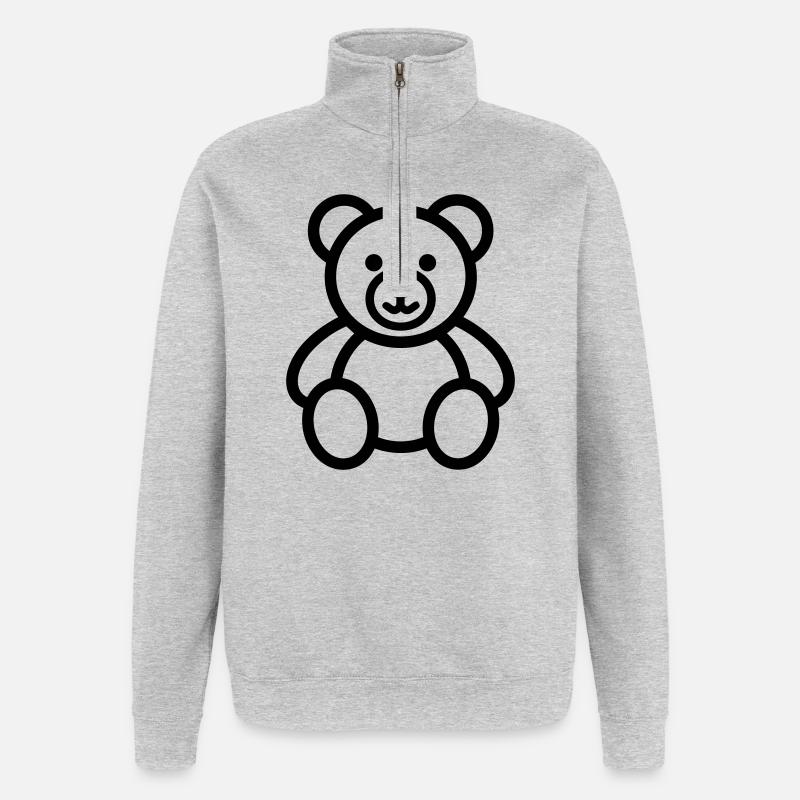 ours - Sweat à zip 1/4 - gris chiné