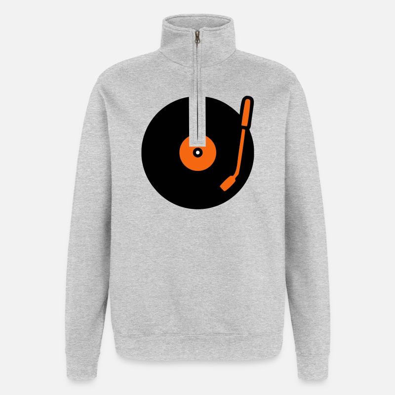Retro Audio Schallplatte Tonarm - Quarter-Zip-Sweatshirt - Grau meliert