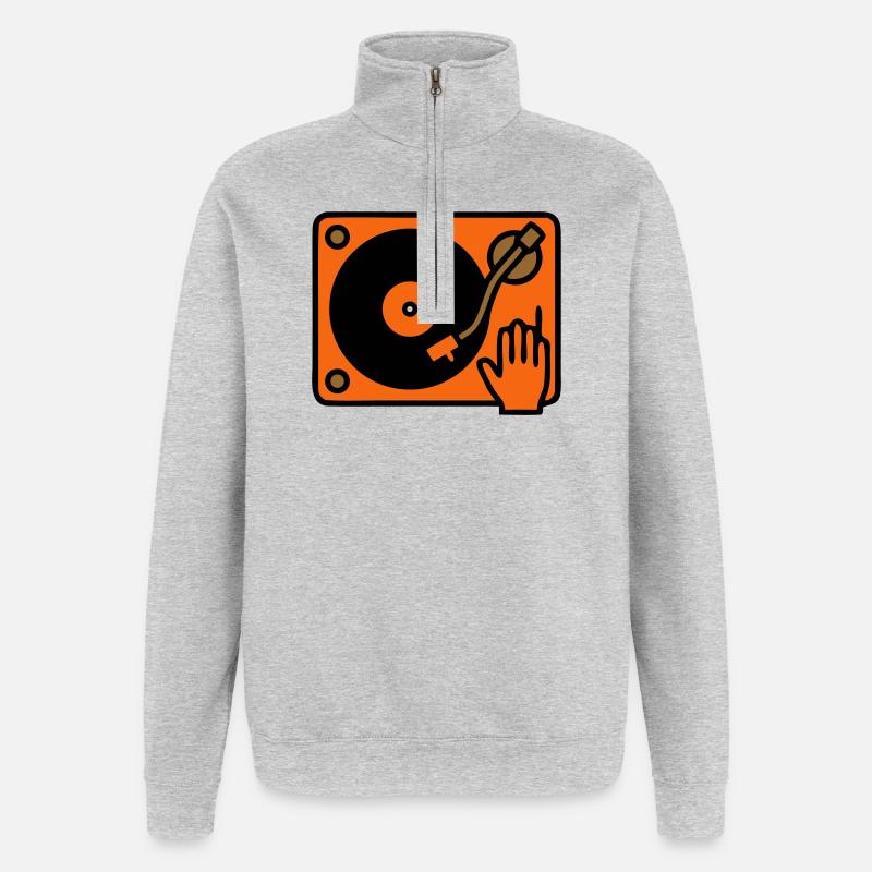 DJ Turntable Hand Scratching - Quarter-Zip Sweatshirt - heather grey