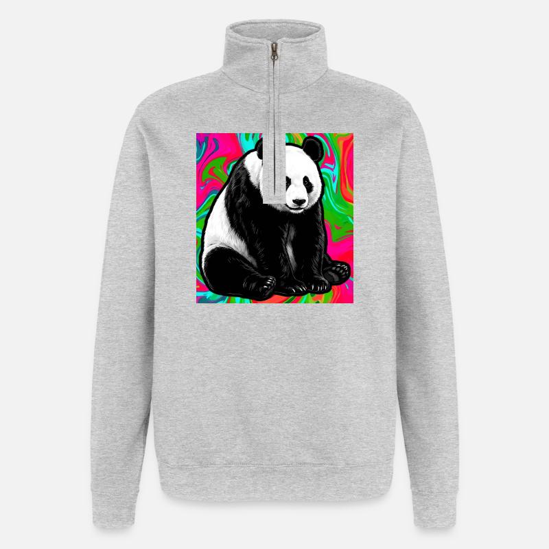 panda - Sweat à zip 1/4 - gris chiné