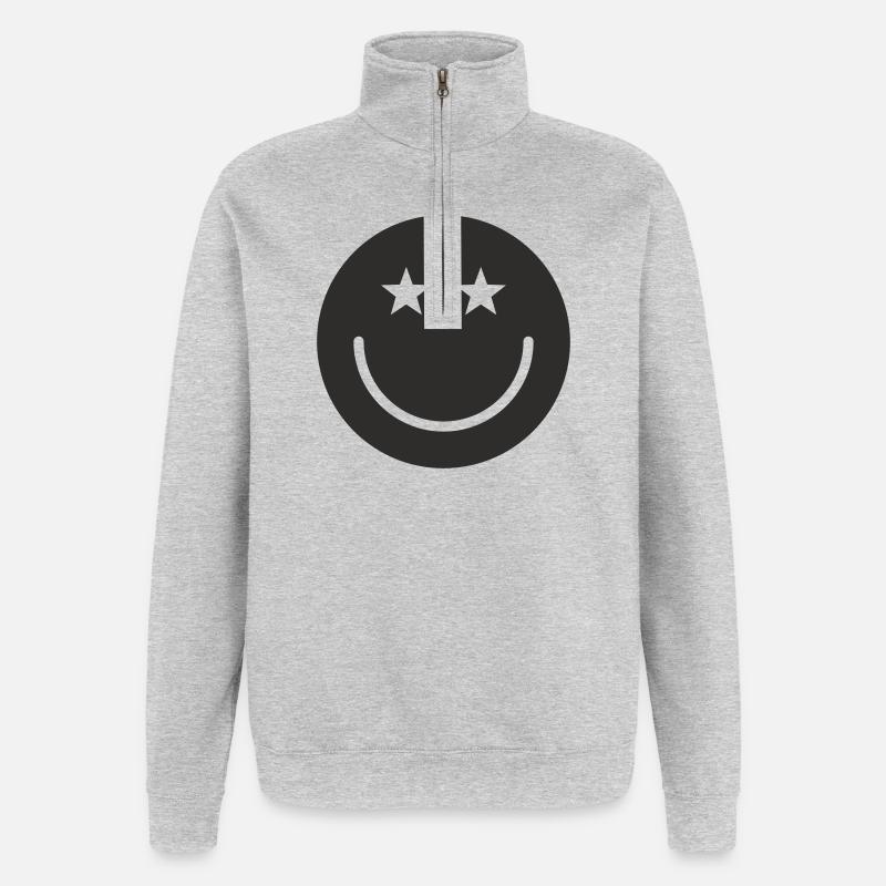 Smiley Design – Minimal & Positive - Quarter-Zip Sweatshirt - heather grey