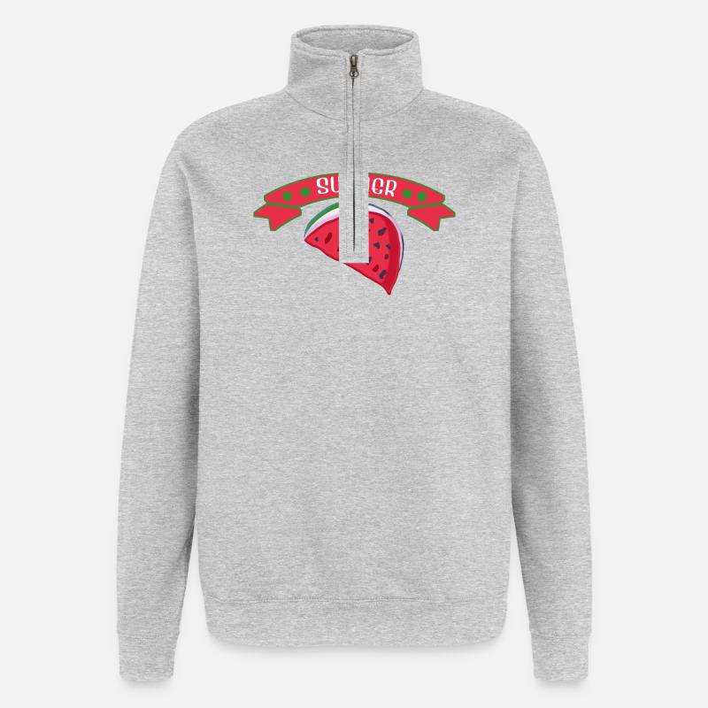 Wassermelone Sommer - Quarter-Zip-Sweatshirt - Grau meliert