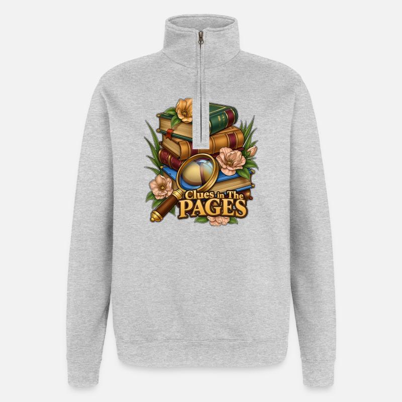 Indices dans les pages - Sweat à zip 1/4 - gris chiné