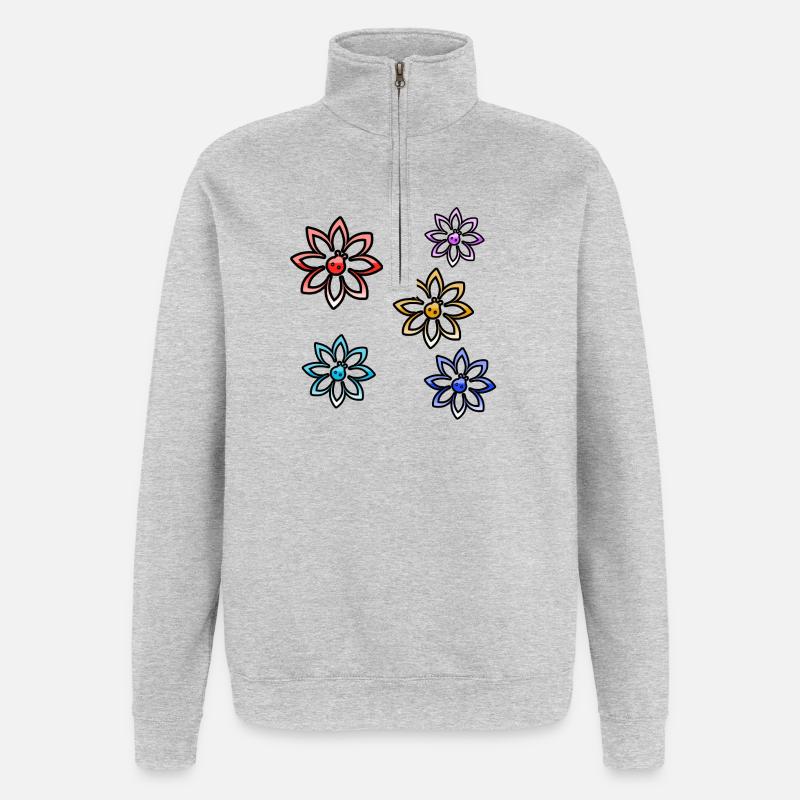 Flowers - Quarter-Zip Sweatshirt - heather grey