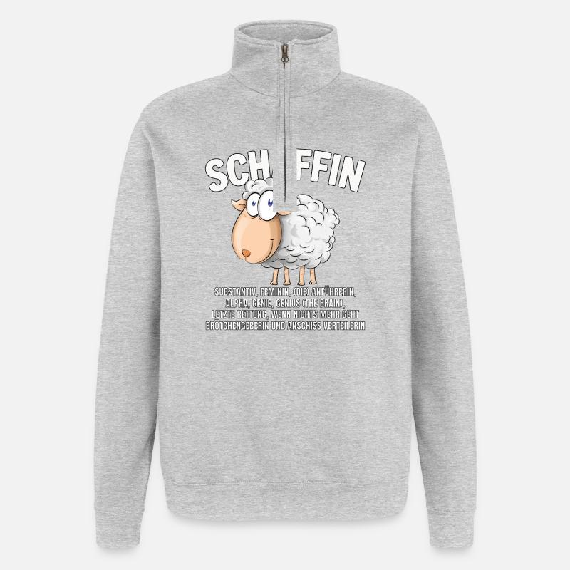 Schäffin - Alpha Schaf als Chefin - Quarter-Zip-Sweatshirt - Grau meliert