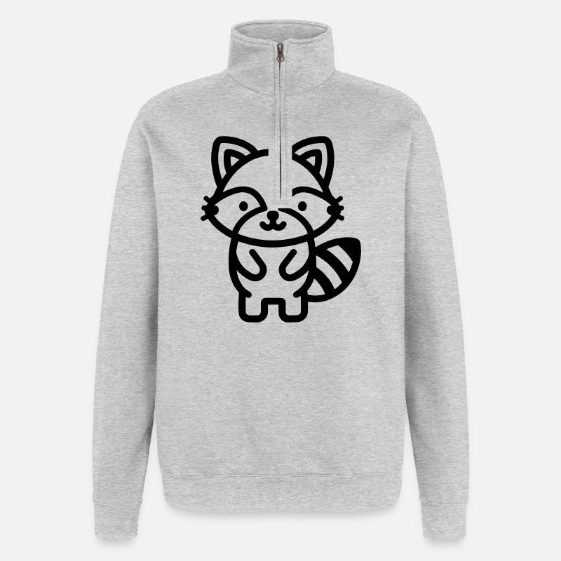 raccoon - Quarter-Zip Sweatshirt - heather grey