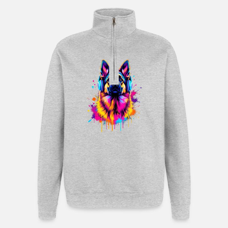 German Shepherd - Quarter-Zip Sweatshirt - heather grey