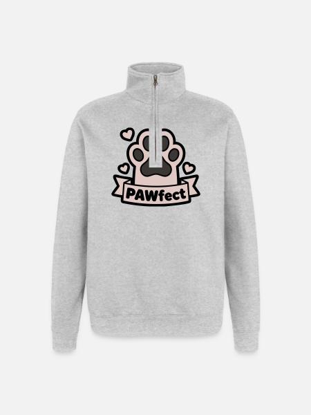 Pfote Pawfect Banner Textfeld - Quarter-Zip-Sweatshirt - Grau meliert