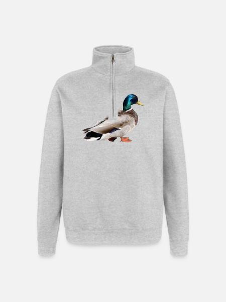 Stockente Männchen - Quarter-Zip-Sweatshirt - Grau meliert