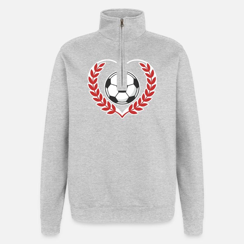 Herzball mit Lorbeerkranz - Quarter-Zip-Sweatshirt - Grau meliert