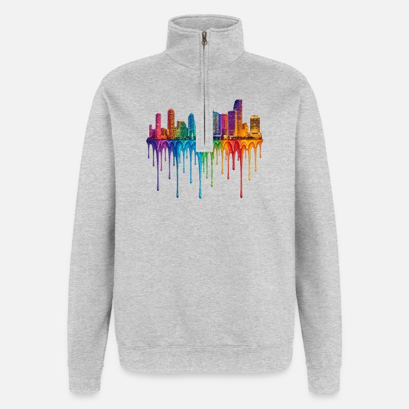 Miami Florida Dripping Art - Quarter-Zip Sweatshirt - heather grey