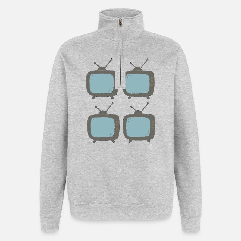 fernseher_4fach - Quarter-Zip Sweatshirt - heather grey