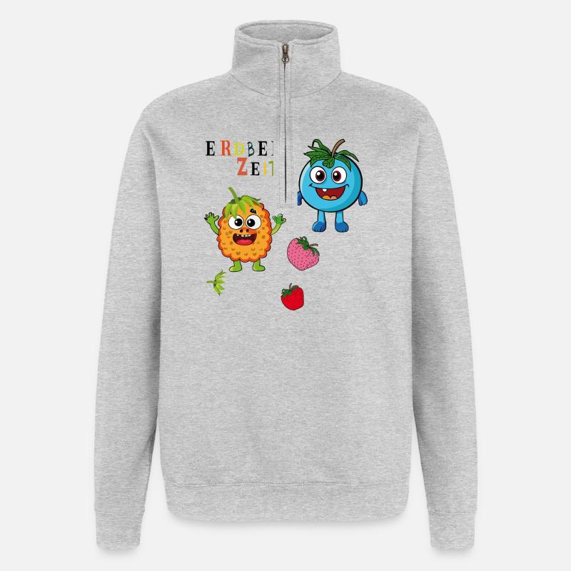 Strawberry Time - Quarter-Zip Sweatshirt - heather grey