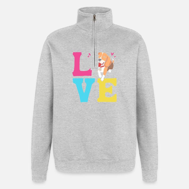 Frengle Dog - Sweat à zip 1/4 - gris chiné