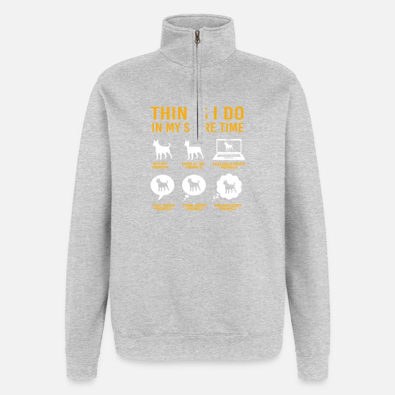 Frengle Hund - Quarter-Zip-Sweatshirt - Grau meliert