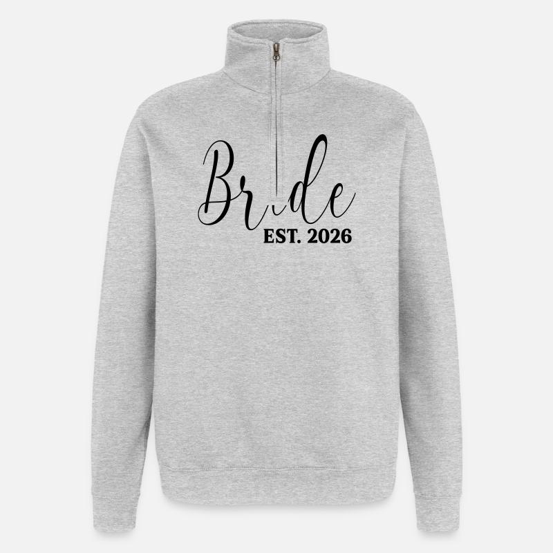 Mariage de mariée 2026 - Sweat à zip 1/4 - gris chiné