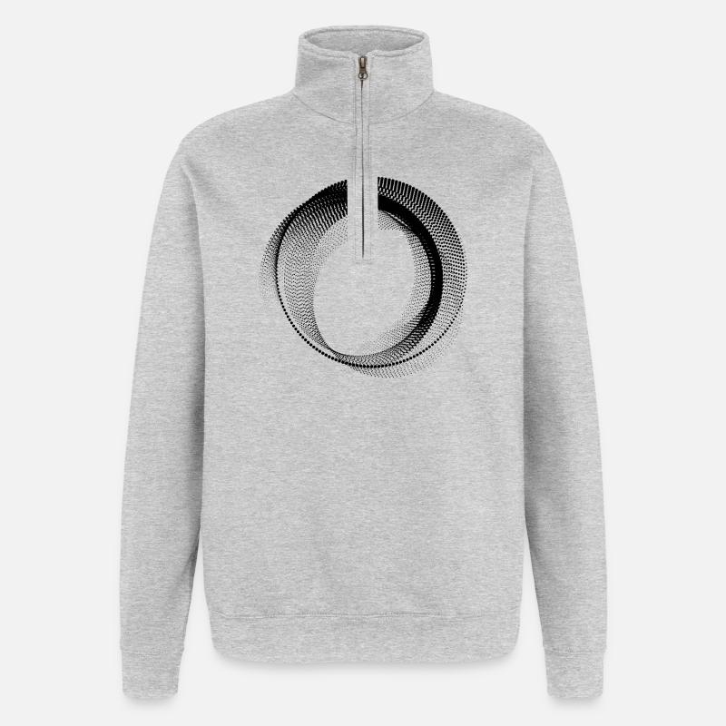 Forme circulaire abstraite - Sweat à zip 1/4 - gris chiné