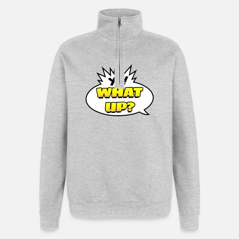 Yo ! Quoi de neuf ? - Sweat à zip 1/4 - gris chiné