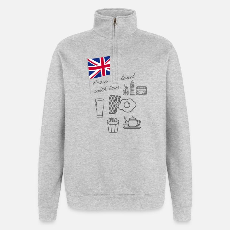 EXANGLIA - Sweat à zip 1/4 - gris chiné