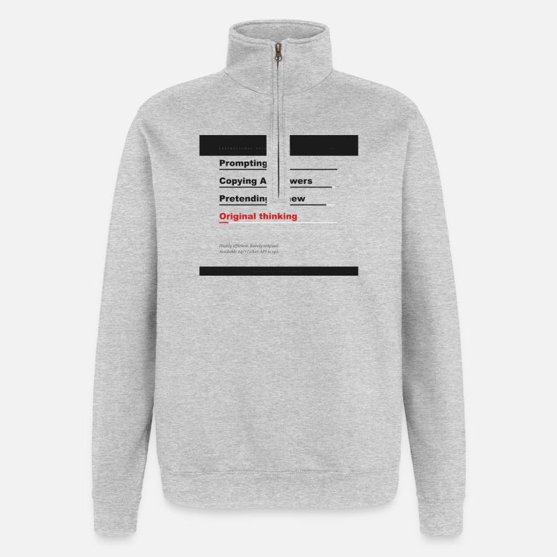 FERTIGKEITEN: PROMPT-KI 99 % - Quarter-Zip-Sweatshirt - Grau meliert