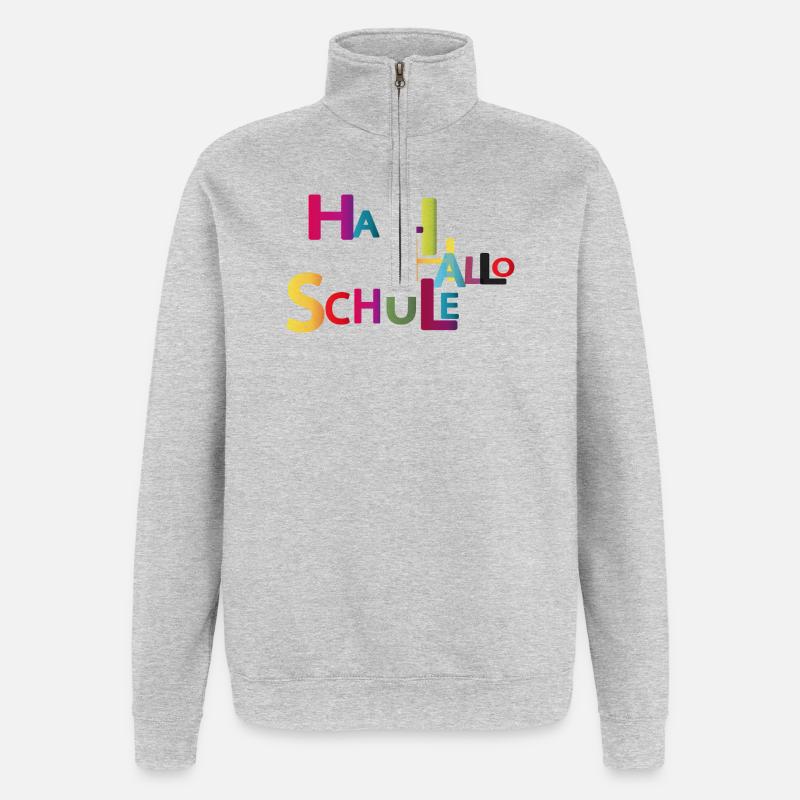 Halli Hallo Schule - Quarter-Zip-Sweatshirt - Grau meliert