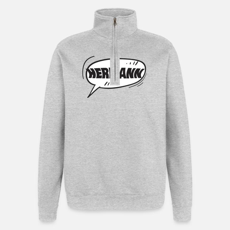 Vorname Hermann - Quarter-Zip-Sweatshirt - Grau meliert