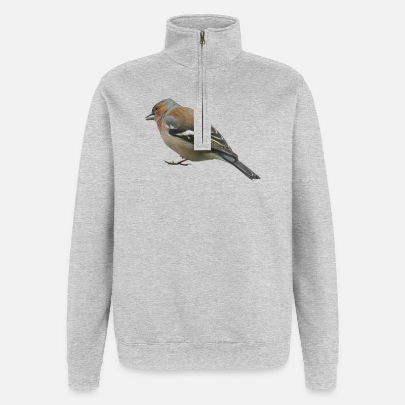 Chaffinch (side) - Quarter-Zip Sweatshirt - heather grey