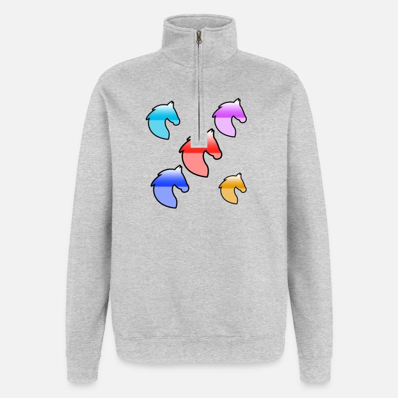 Chevaux - Sweat à zip 1/4 - gris chiné