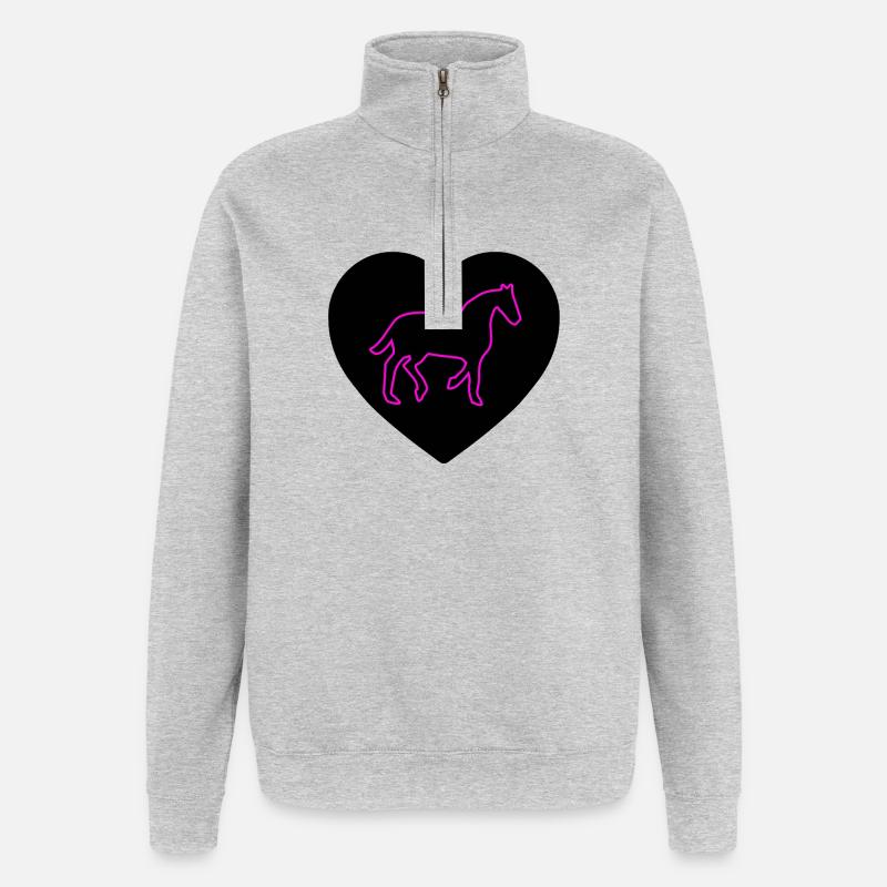 Pferde - Quarter-Zip-Sweatshirt - Grau meliert