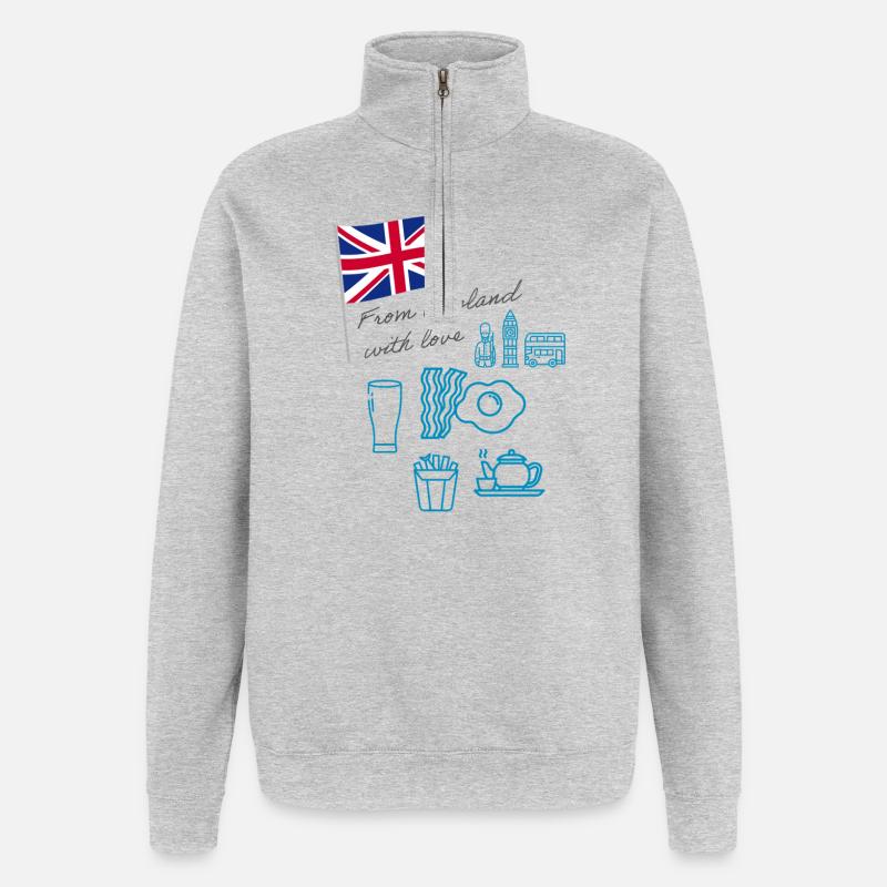 EXANGLIA (Blau + Grauer Text) - Quarter-Zip-Sweatshirt - Grau meliert