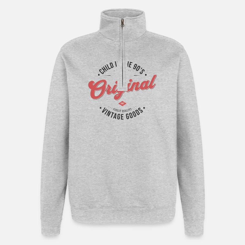 L’enfant des années 90 - Sweat à zip 1/4 - gris chiné
