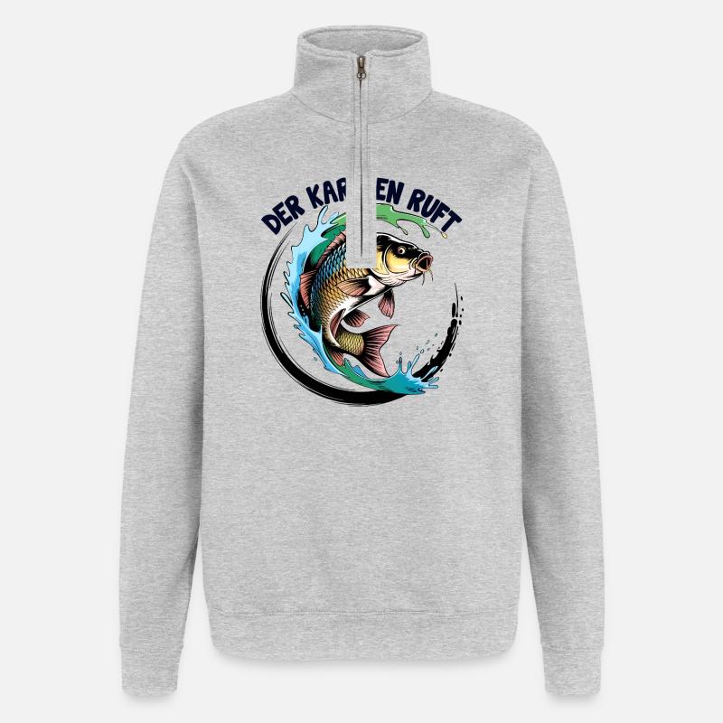 Der Karpfen ruft - Quarter-Zip-Sweatshirt - Grau meliert