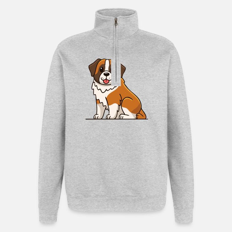 Bernhardiner (Comic) - Quarter-Zip-Sweatshirt - Grau meliert